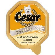 Cesar Senior mit Huhn-Stückchen und Reis