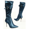 Damen-stiefel-schwarz-satin