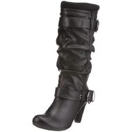 Damen-stiefel-schwarz-textil
