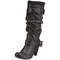 Damen-stiefel-schwarz-textil