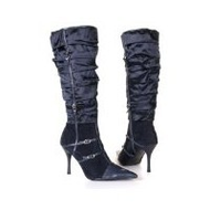 Damen-stiefel-blau-satin