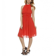 Damen-kleid-rot-polyester
