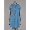 Damen-kleid-blau-baumwolle