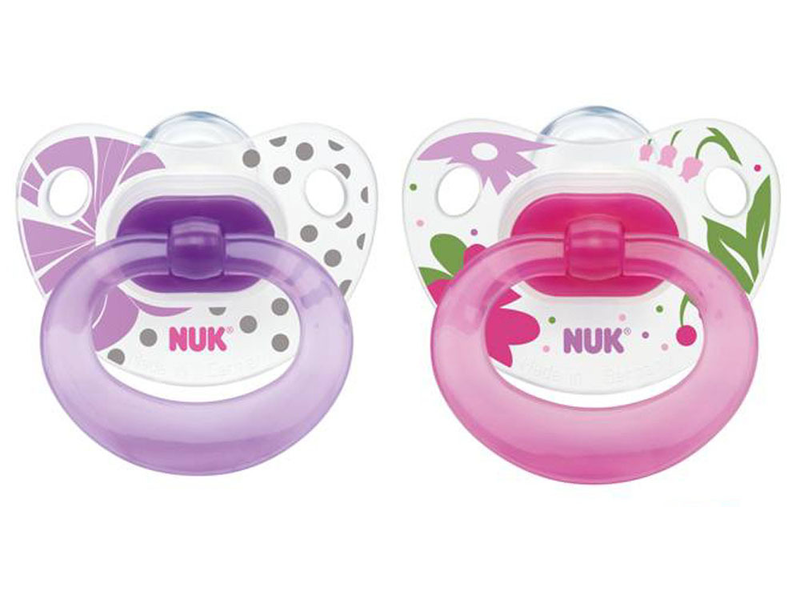 2 NUK Happy Days Silikon Schnuller in Box 6-18 Monate Dreiecke Blau 