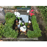 Grab-mit-vasen-und-blumen