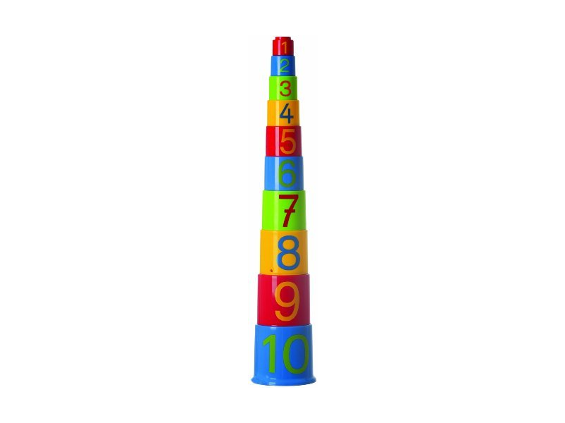 GOWI Zahlenpyramide – 10-teiliges Stapelspielzeug Im Eimer, Bunt, Für Kinder Ab 1 Jahr