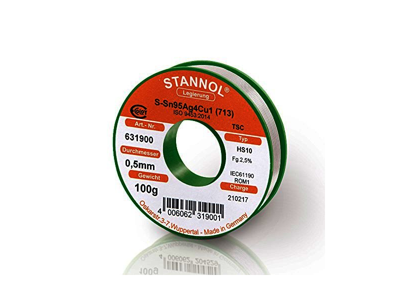 Produktbild von Stannol Lötdraht ALU1 (Sn99,3Cu0,7) | 1,0 Mm, 250 G Spule | Mit Flussmittel Für Aluminium | Für Kabel, Motoren, Kühlkörper | No-Clean, Ungiftig