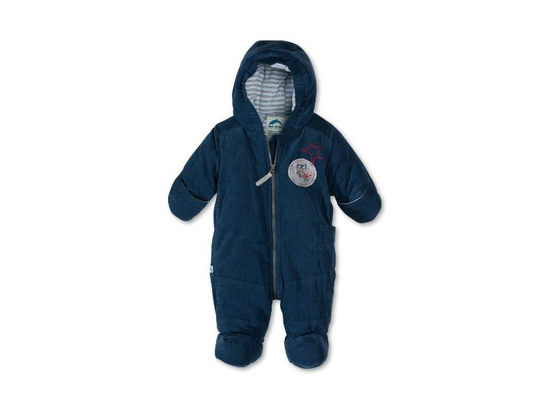 Sanetta Baby-Jungen Strampler Blau – Wollmischung, Mit Elefanten-Print, Druckknopfleiste, Weich & Kuschelig