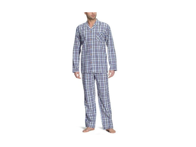 Allthemen Herren Pyjama Kariert - Baumwolle Schlafanzug 2-teilig Lang